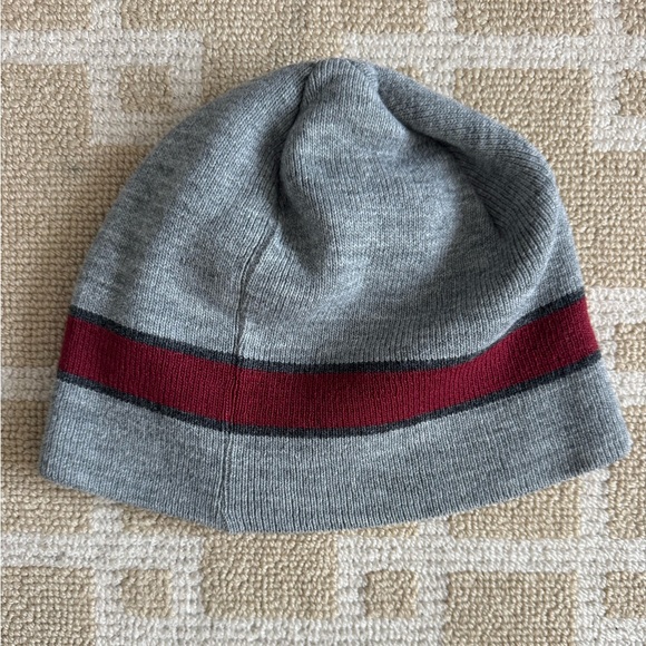 Carhartt Vintage Knit Beanie Y2K Outdoor Retro Style Gray Red Stripe One Size - Picture 4 of 7